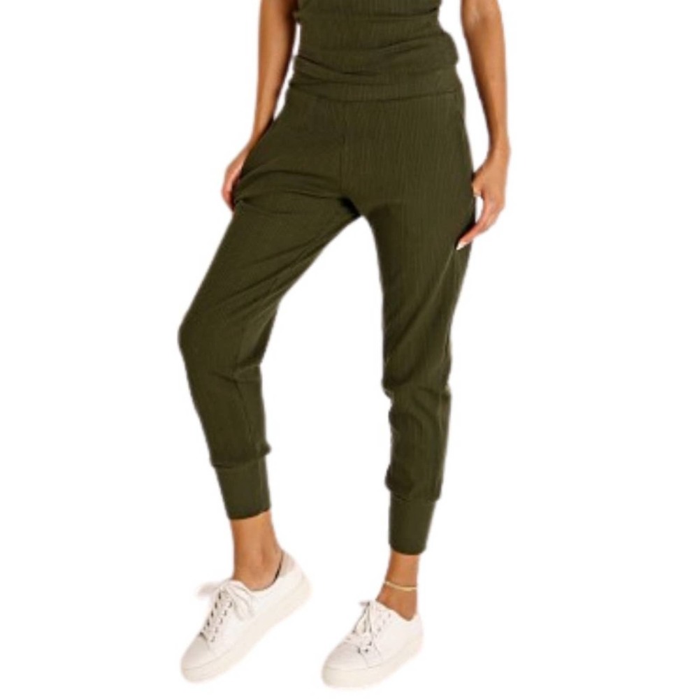 Vitamin A Olive Army Green Ribbed Joggers NWT Size Small